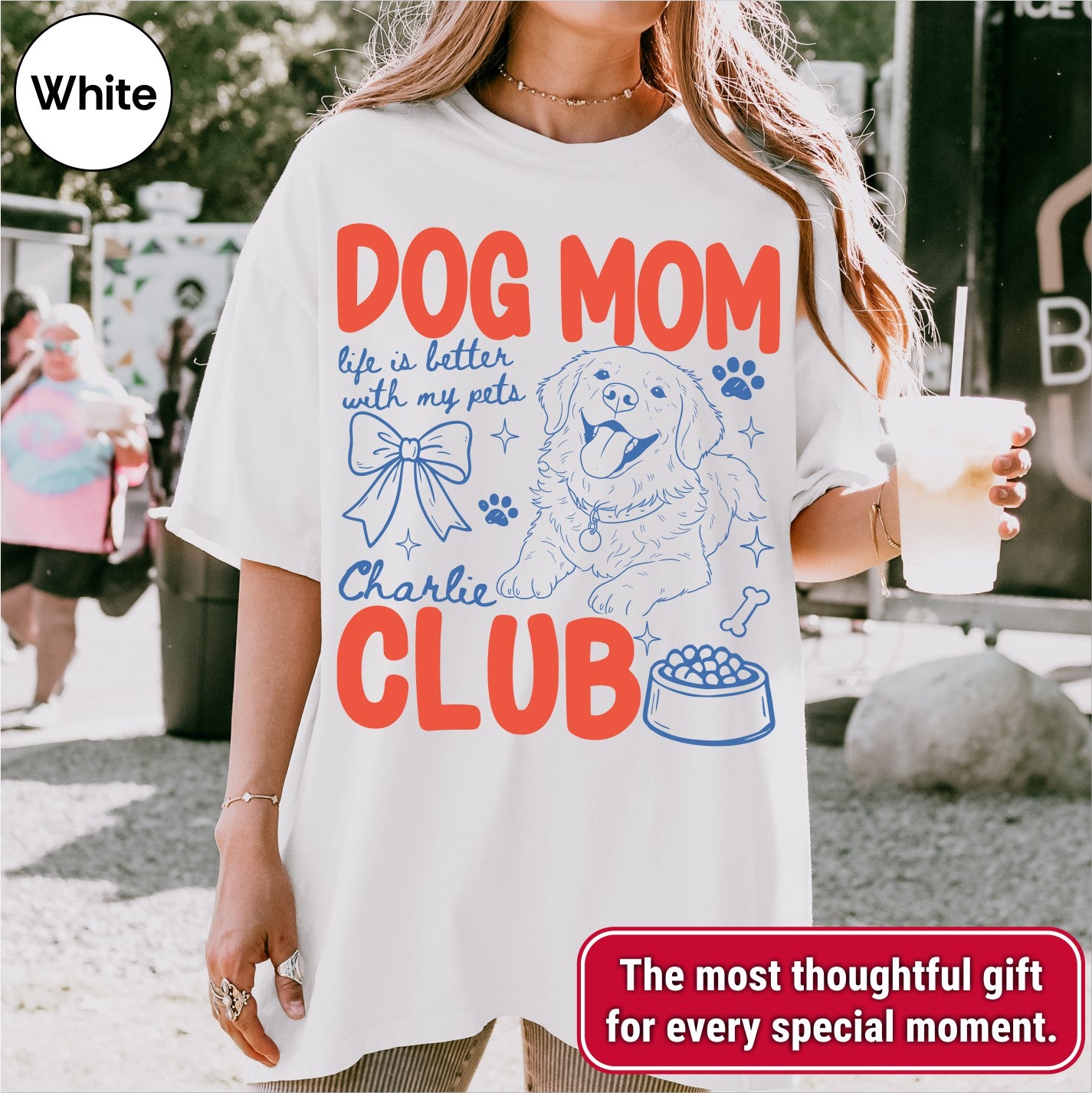 Custom Dog Mom Club Shirt, Retro Preppy Dog Doodle Style