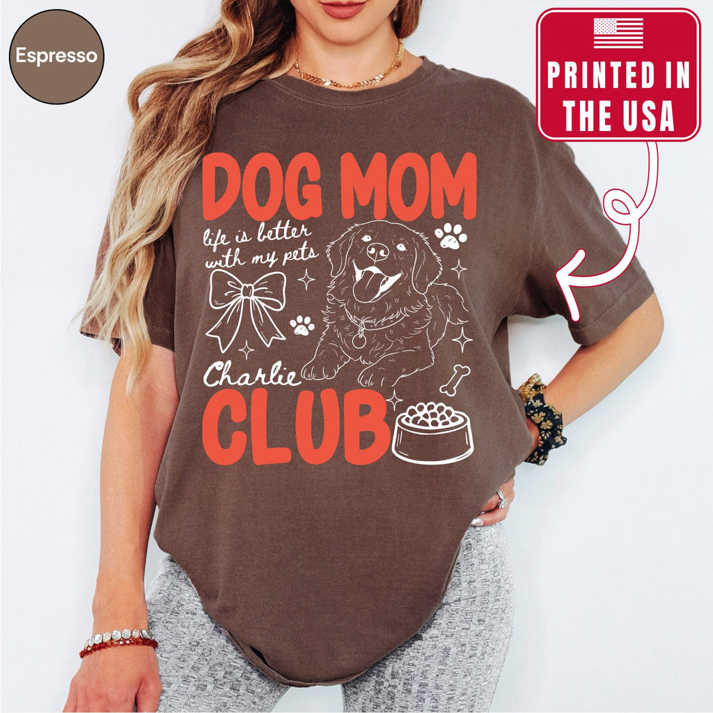 Custom Dog Mom Club Shirt, Retro Preppy Dog Doodle Style