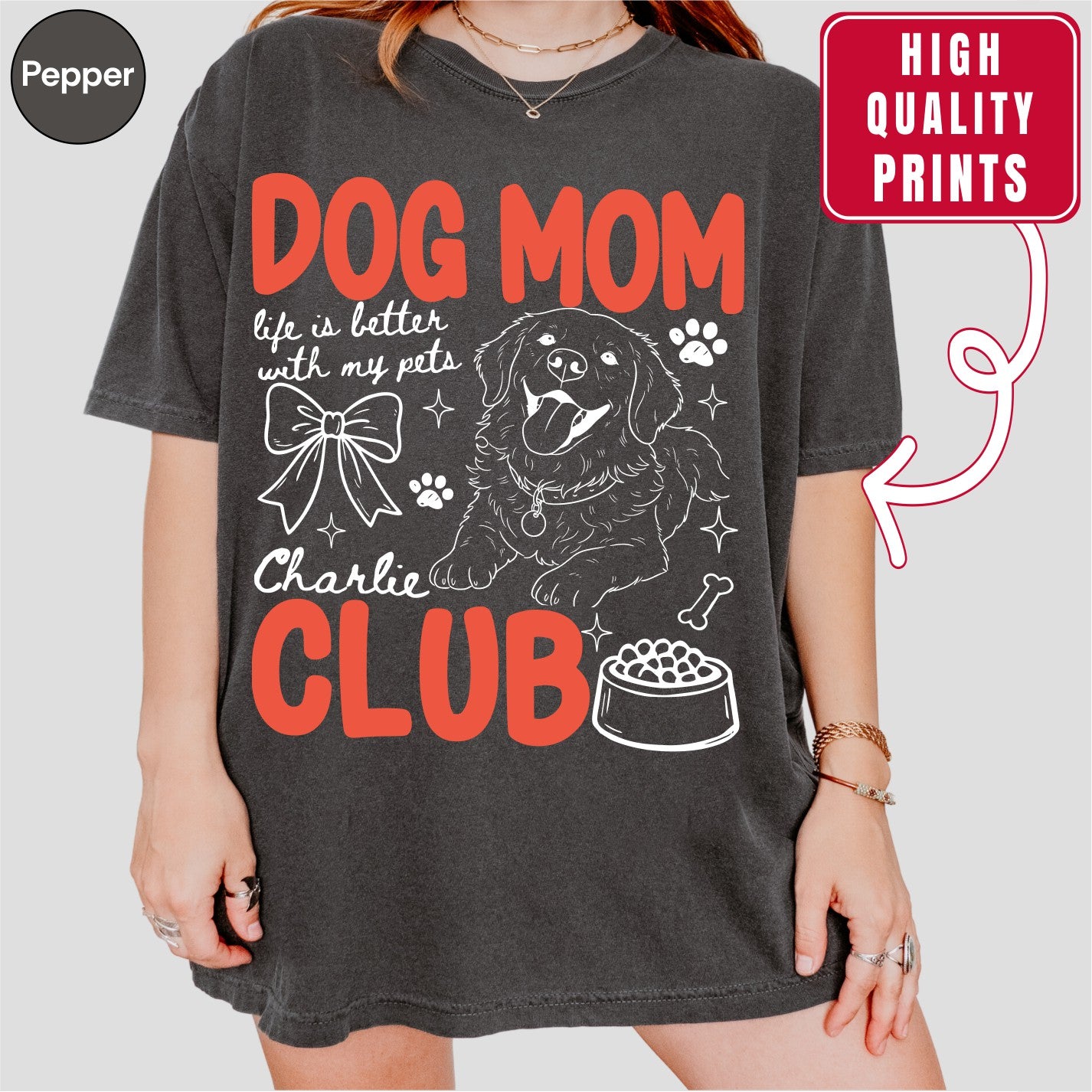 Custom Dog Mom Club Shirt, Retro Preppy Dog Doodle Style