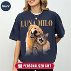 Custom Dog Cat Photo Shirt, Vintage Rock Concert Style Tee