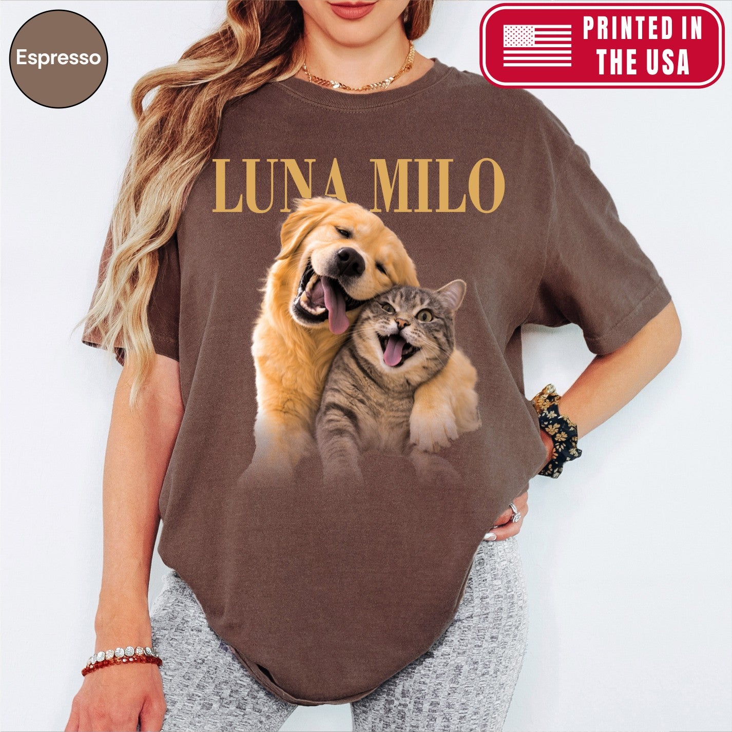 Custom Dog Cat Photo Shirt, Vintage Rock Concert Style Tee