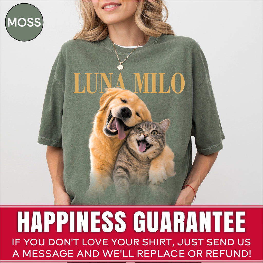 Custom Dog Cat Photo Shirt, Vintage Rock Concert Style Tee