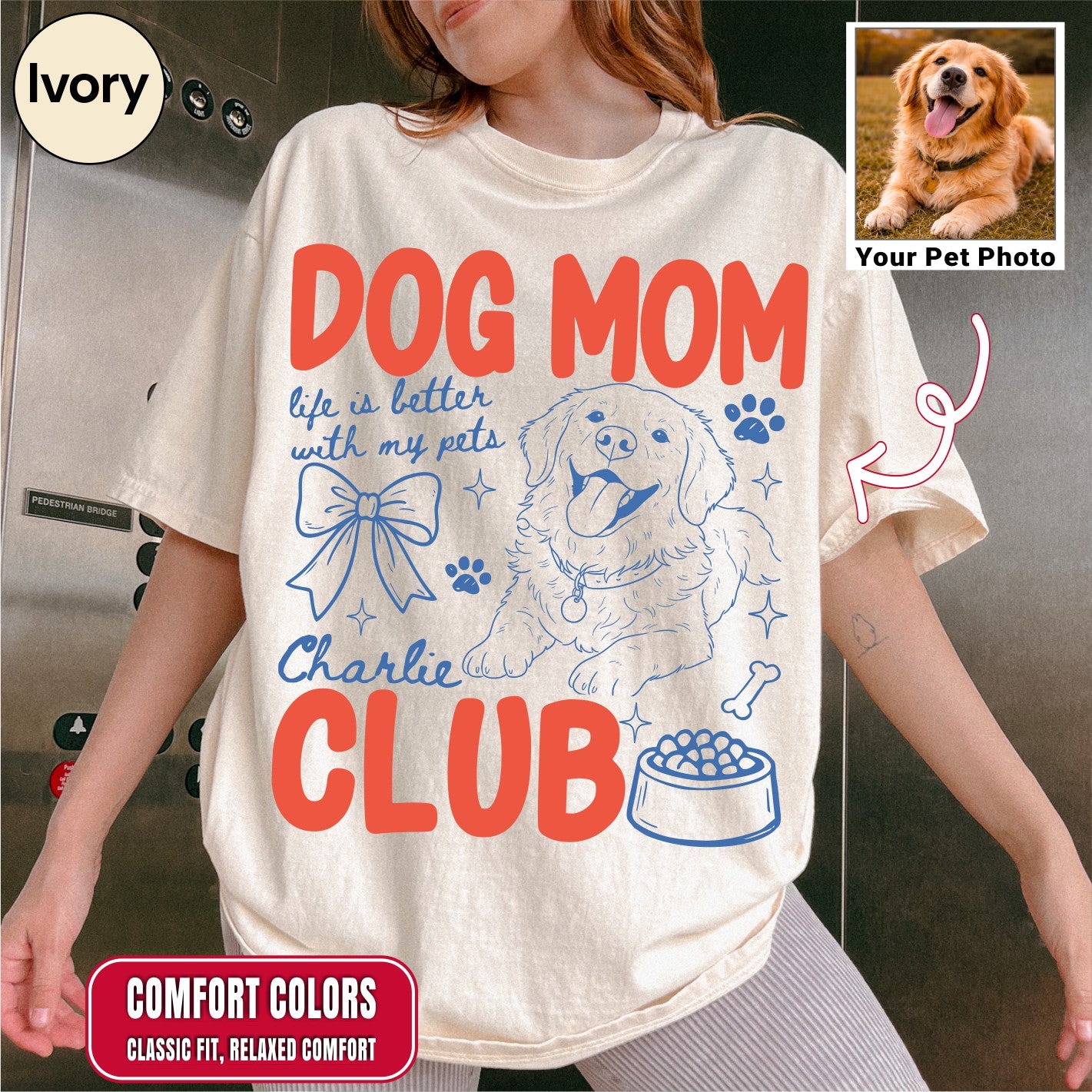 Custom Dog Mom Club Shirt, Retro Preppy Dog Doodle Style