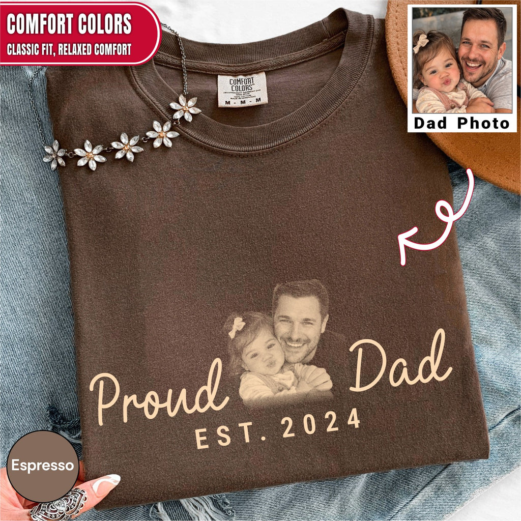 Proud Dad Custom Photo T-Shirt — Personalized Est. Year Vintage Tee