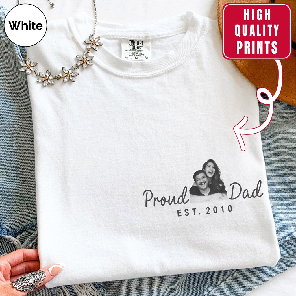 Proud Dad Custom Photo Pocket T-Shirt — Personalized Est. Year Vintage Tee