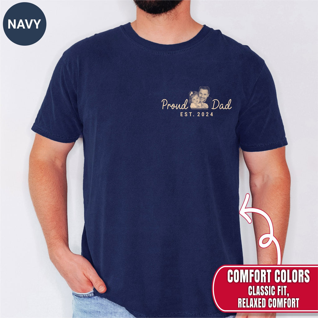 Proud Dad Custom Photo Pocket T-Shirt — Personalized Est. Year Vintage Tee