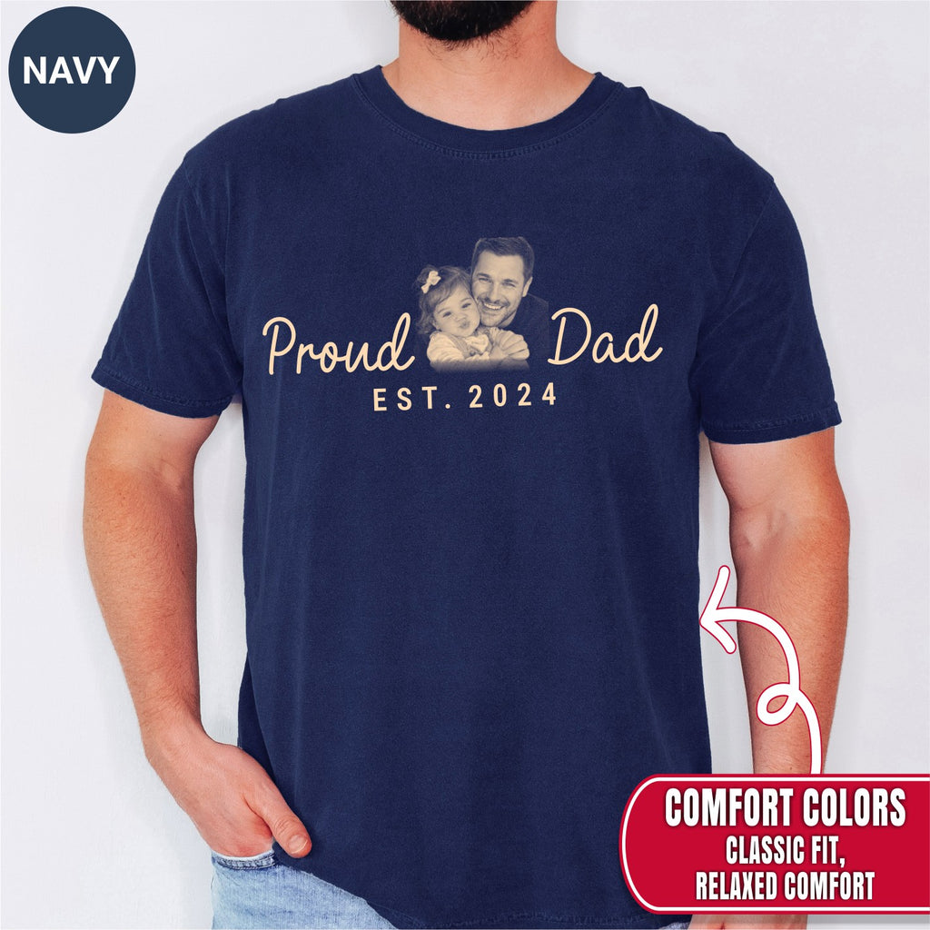 Proud Dad Custom Photo T-Shirt — Personalized Est. Year Vintage Tee