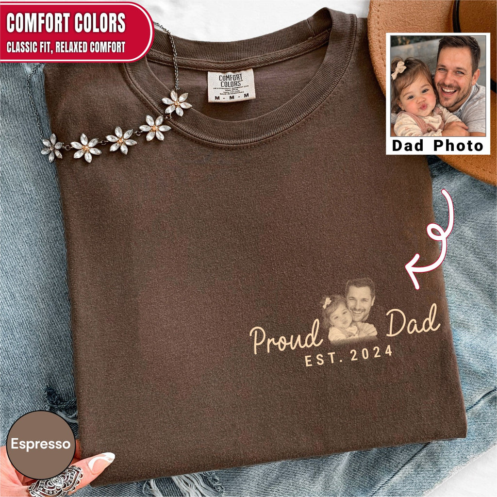 Proud Dad Custom Photo Pocket T-Shirt — Personalized Est. Year Vintage Tee