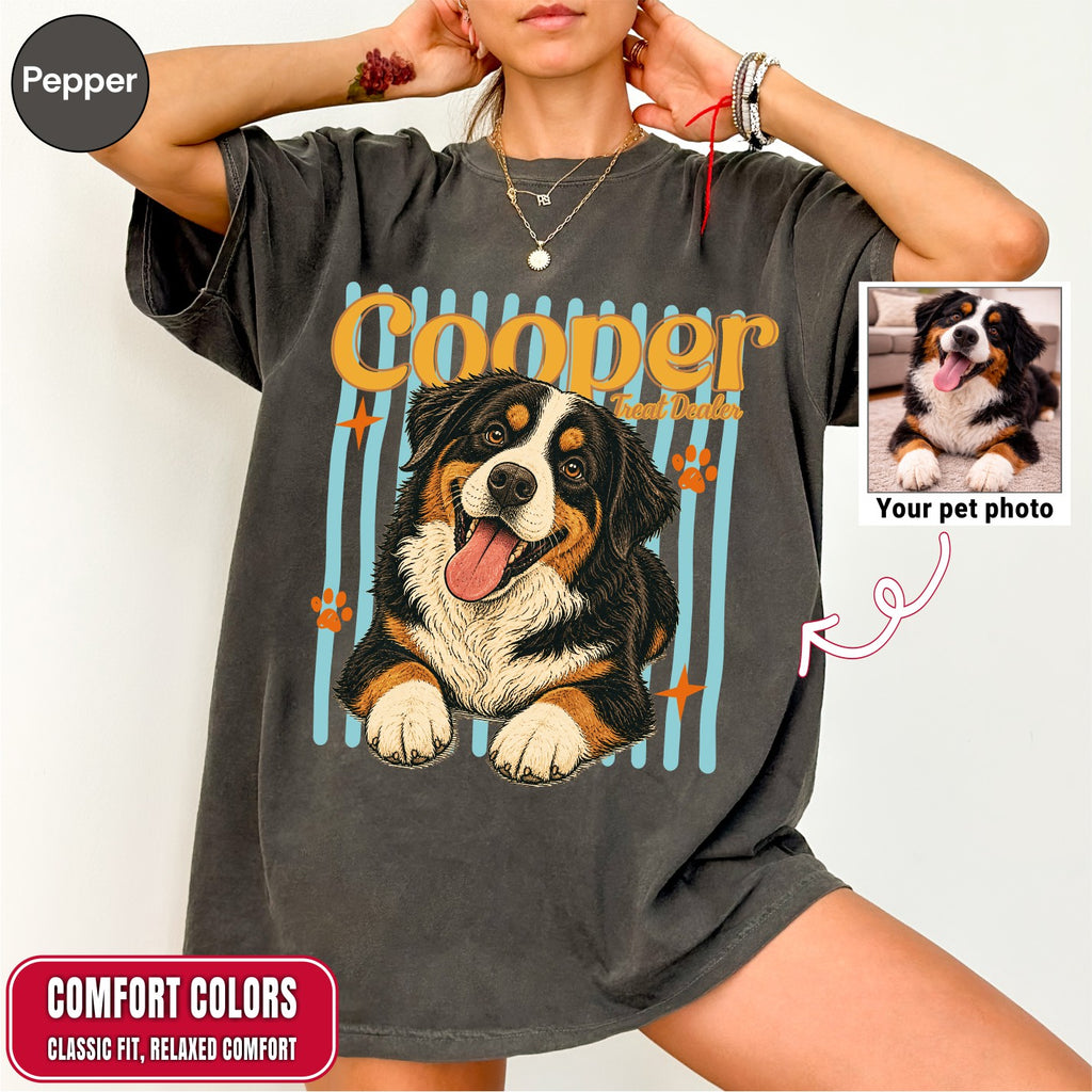 Custom Groovy Dog Name Shirt, Retro 70s Psychedelic Style