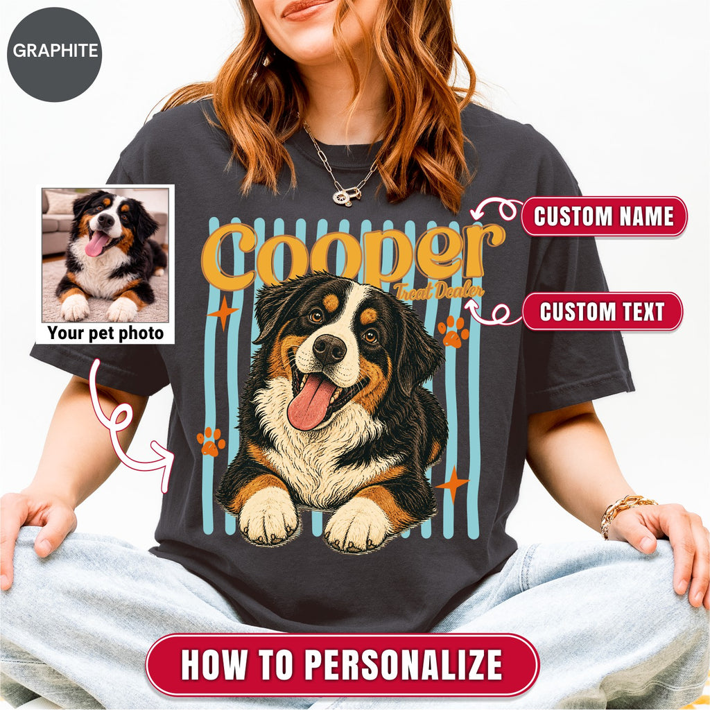 Custom Groovy Dog Name Shirt, Retro 70s Psychedelic Style