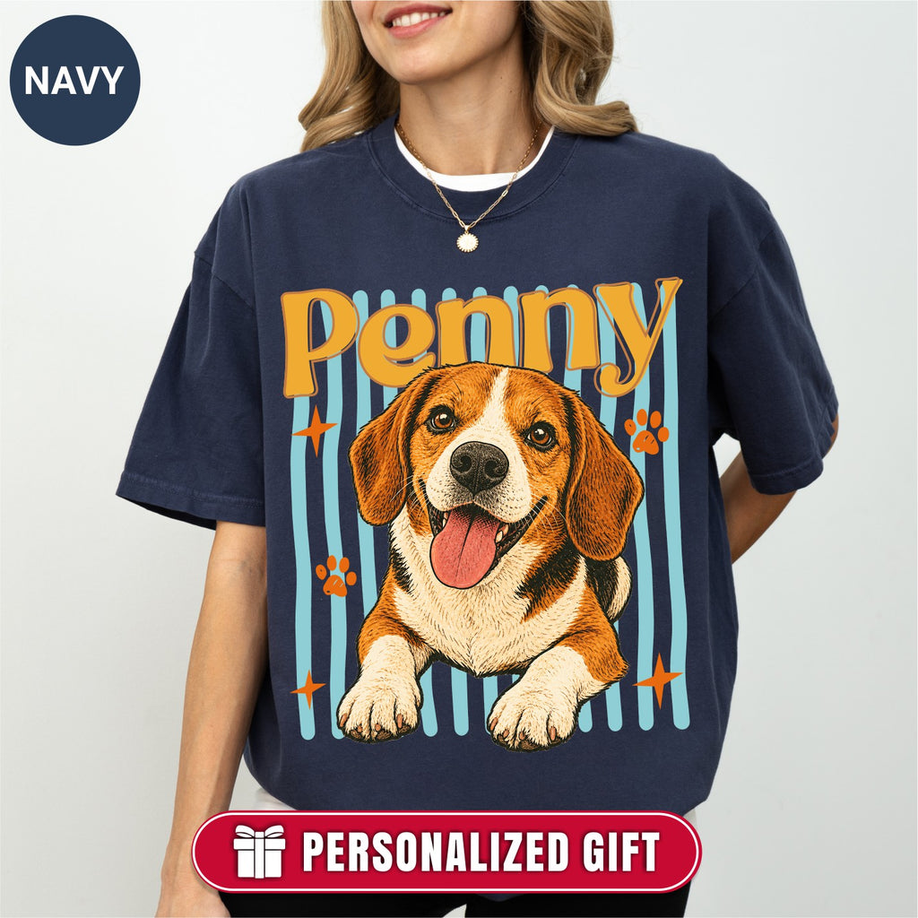 Custom Groovy Dog Name Shirt, Retro 70s Psychedelic Style
