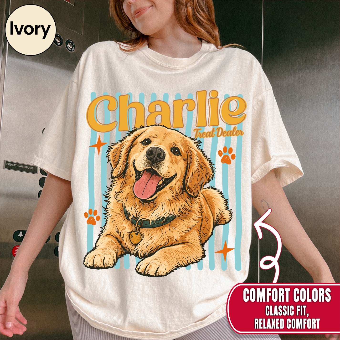 Custom Groovy Dog Name Shirt, Retro 70s Psychedelic Style