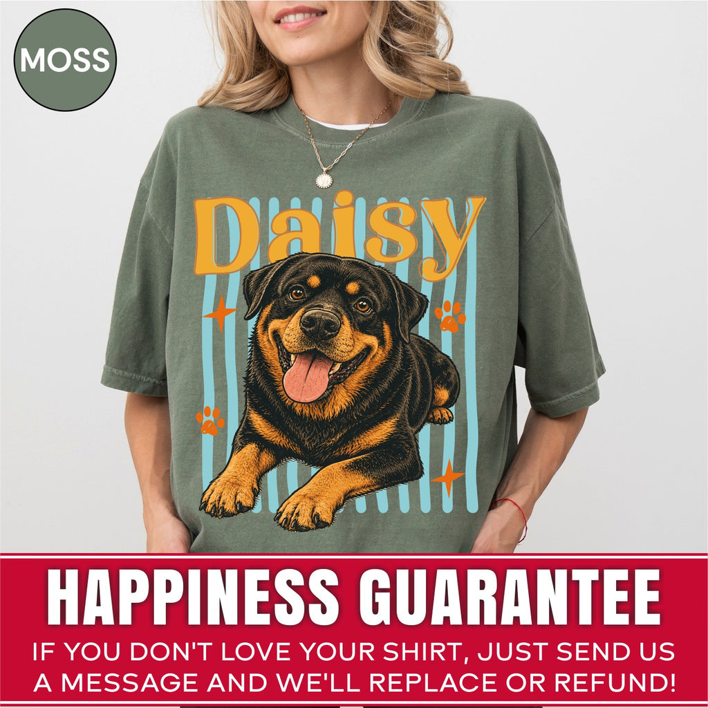 Custom Groovy Dog Name Shirt, Retro 70s Psychedelic Style
