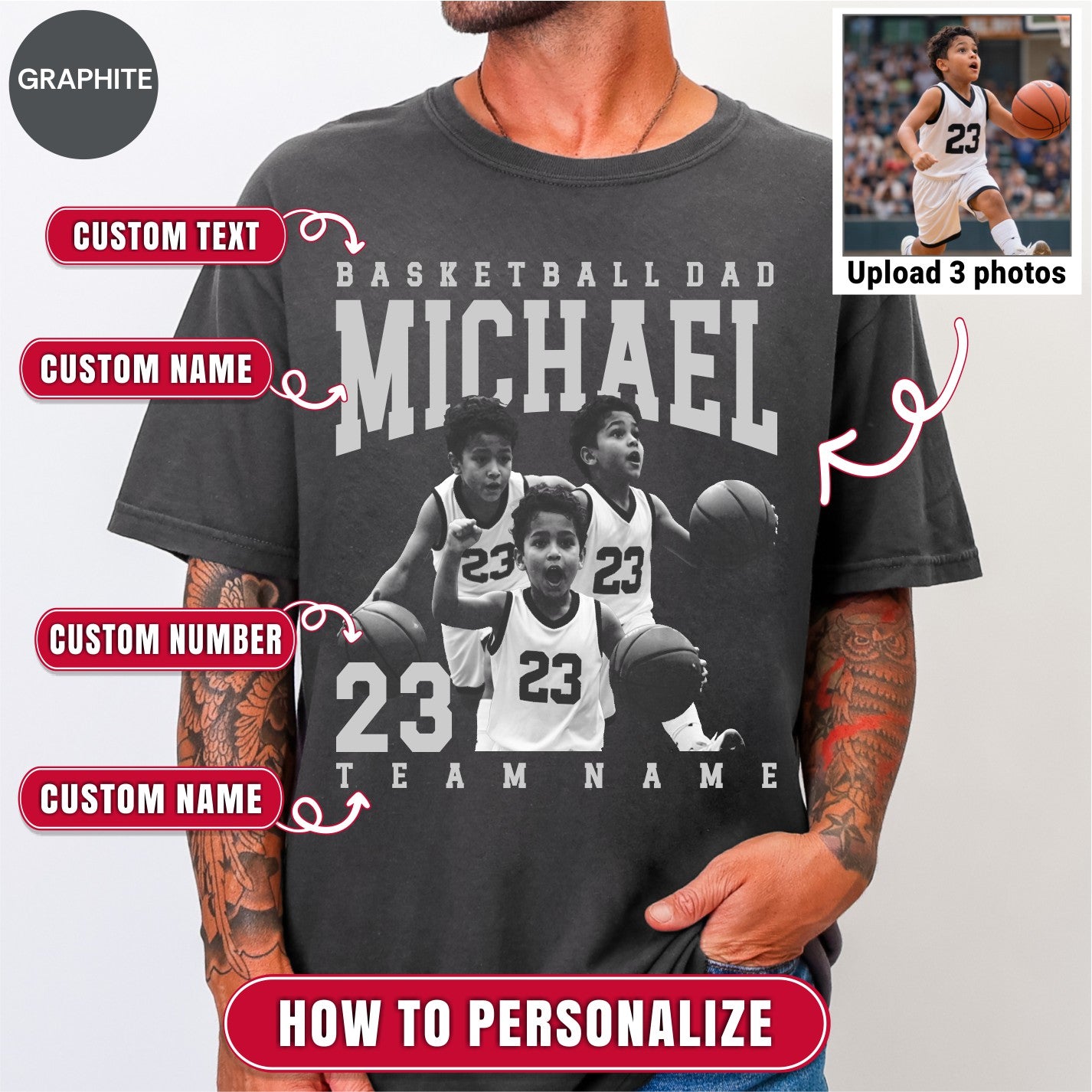 Basketball Dad Custom Photo Shirt