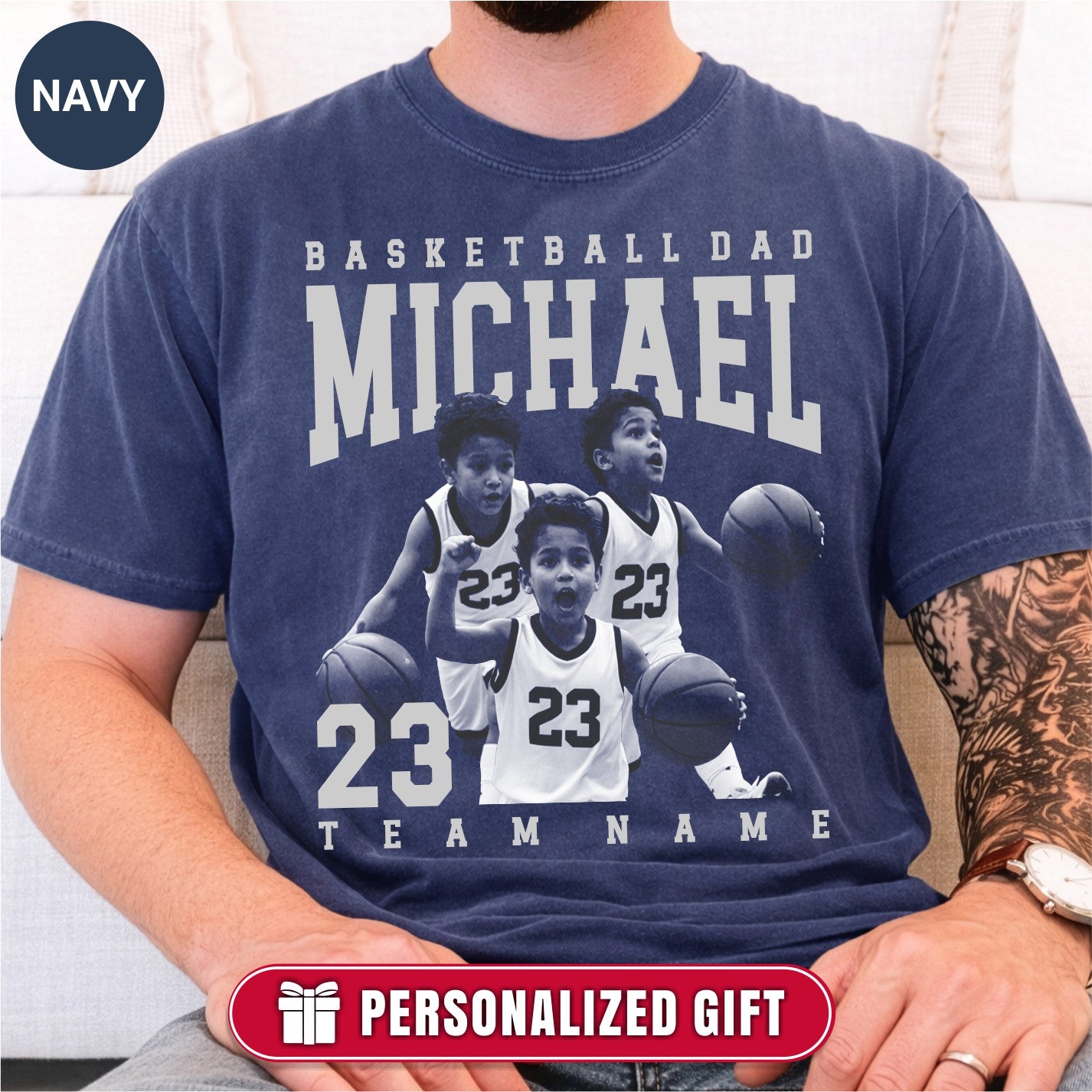 Basketball Dad Custom Photo Shirt