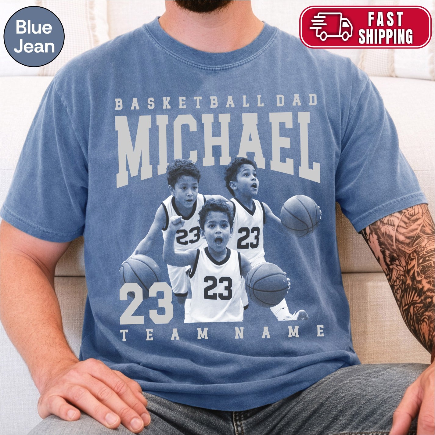 Basketball Dad Custom Photo Shirt