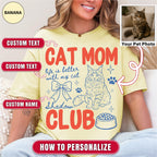 Custom Cat Mom Club Shirt, Retro Preppy Cat Doodle Style