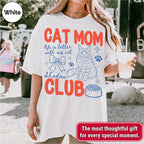Custom Cat Mom Club Shirt, Retro Preppy Cat Doodle Style