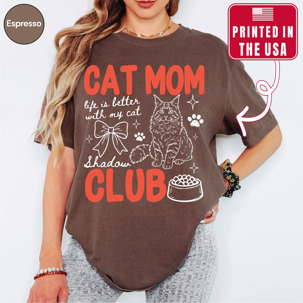 Custom Cat Mom Club Shirt, Retro Preppy Cat Doodle Style