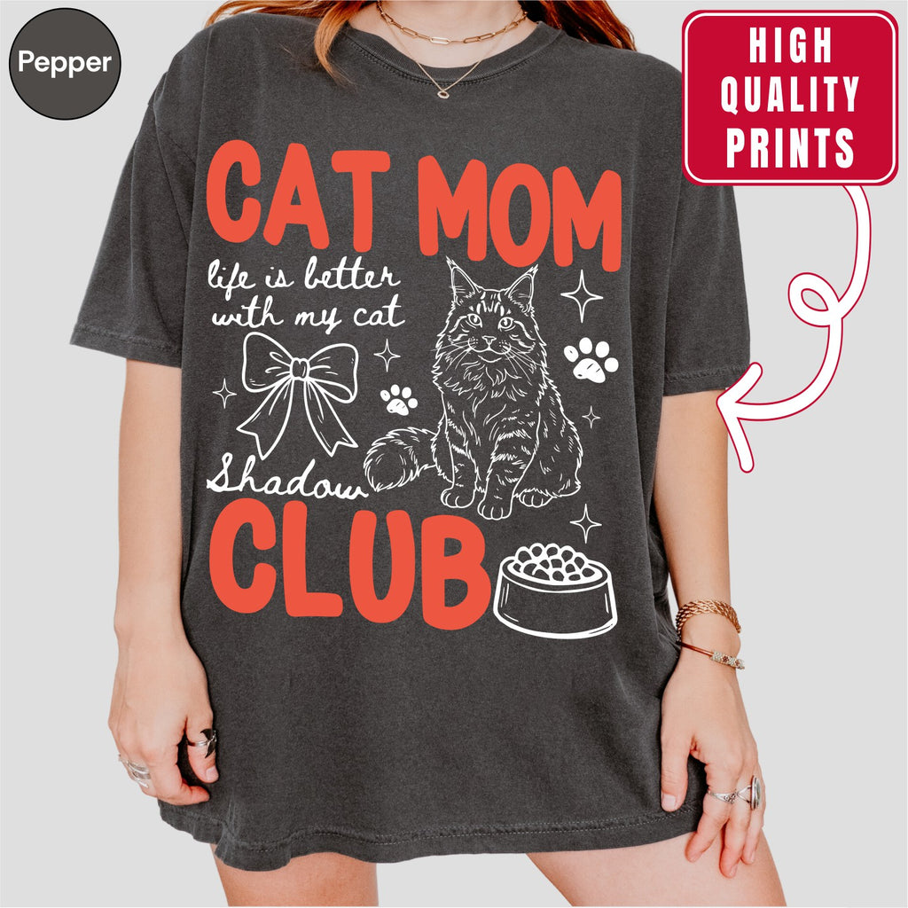 Custom Cat Mom Club Shirt, Retro Preppy Cat Doodle Style