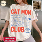 Custom Cat Mom Club Shirt, Retro Preppy Cat Doodle Style