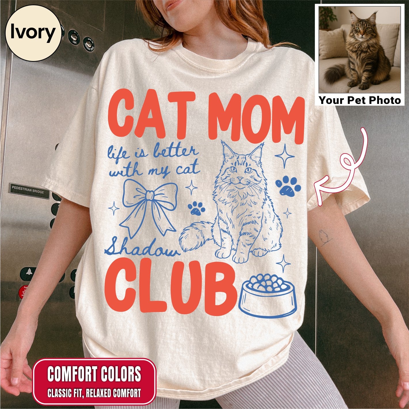 Custom Cat Mom Club Shirt, Retro Preppy Cat Doodle Style