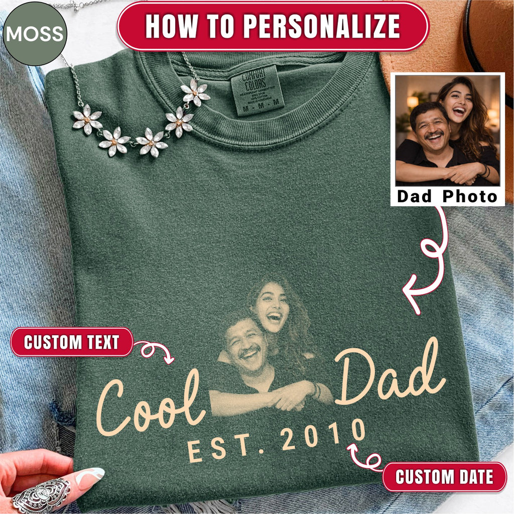 Cool Dad Custom Photo T-Shirt — Personalized Est. Year Vintage Tee