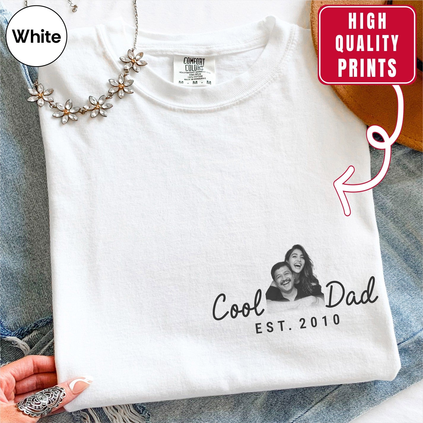 Cool Dad Custom Photo Pocket T-Shirt — Personalized Est. Year Vintage Tee