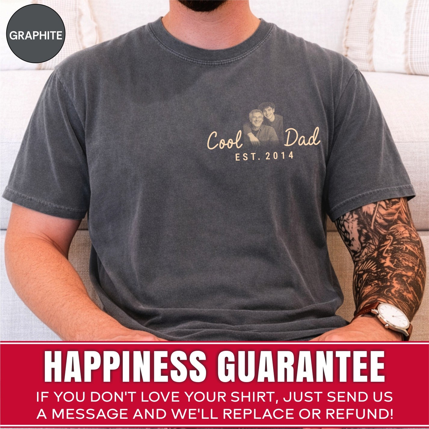 Cool Dad Custom Photo Pocket T-Shirt — Personalized Est. Year Vintage Tee