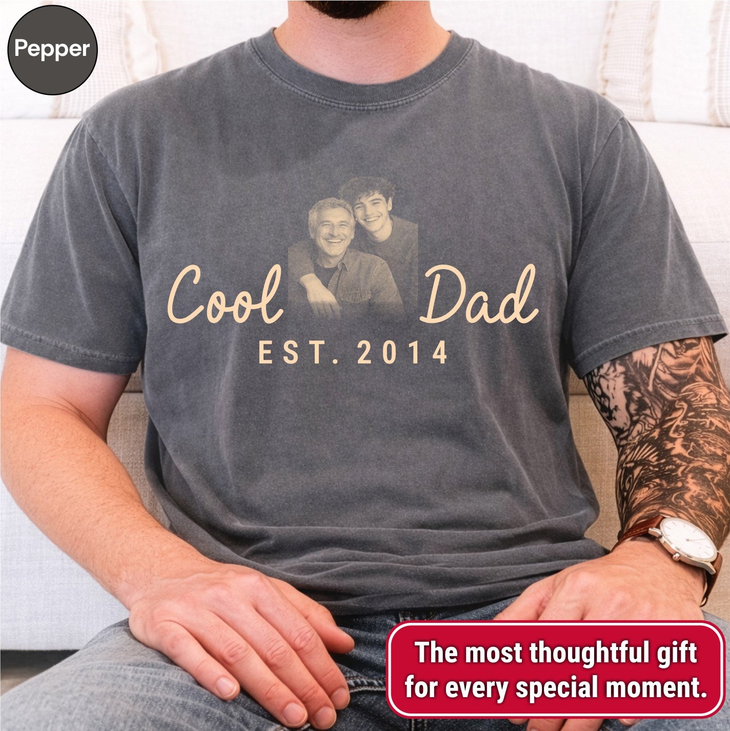 Cool Dad Custom Photo T-Shirt — Personalized Est. Year Vintage Tee