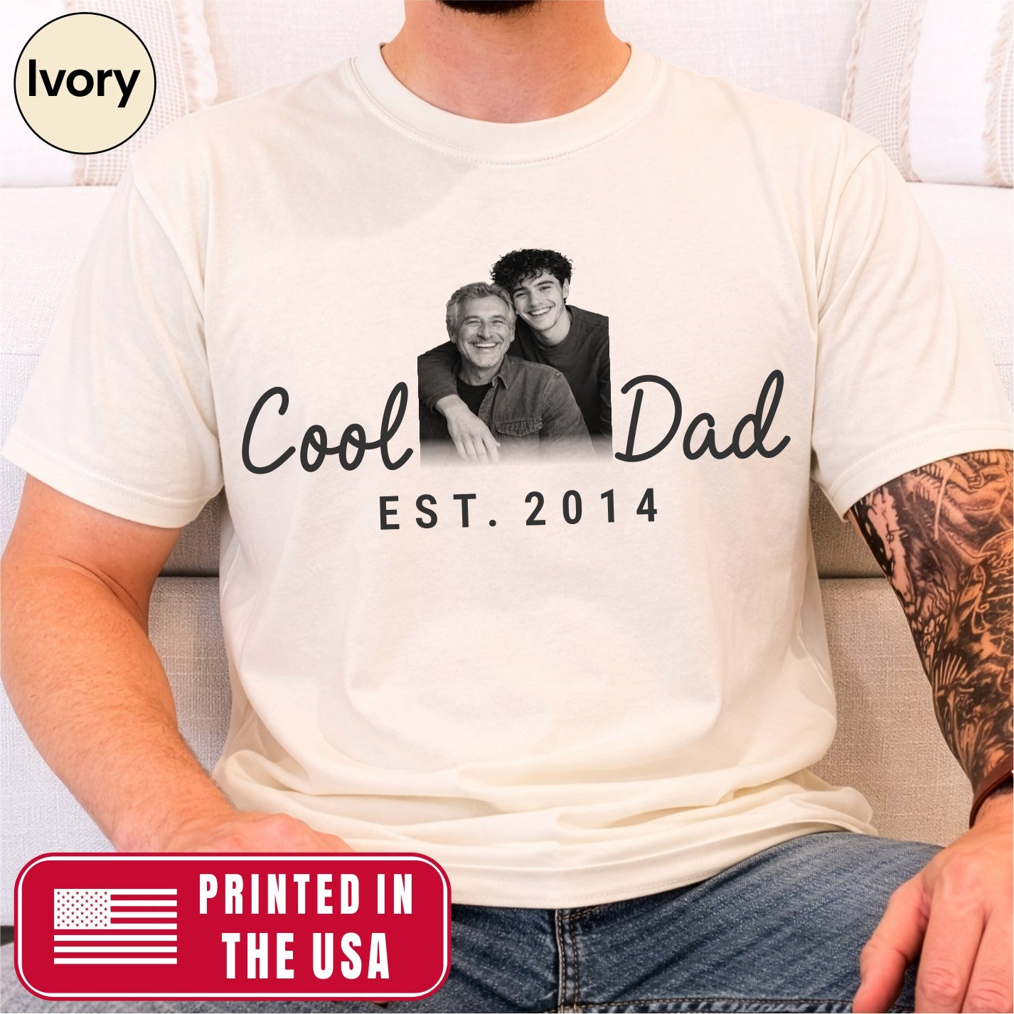 Cool Dad Custom Photo T-Shirt — Personalized Est. Year Vintage Tee