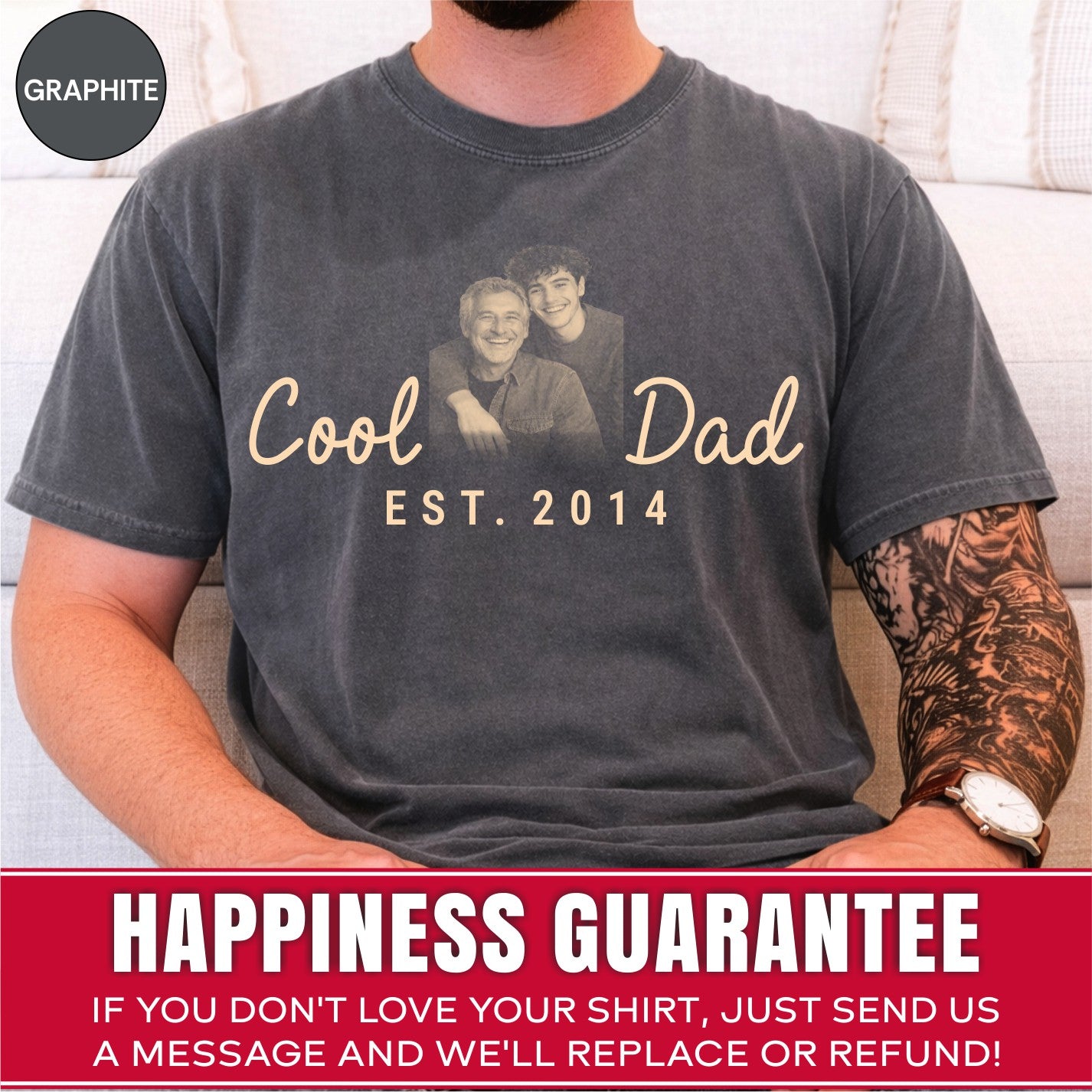 Cool Dad Custom Photo T-Shirt — Personalized Est. Year Vintage Tee
