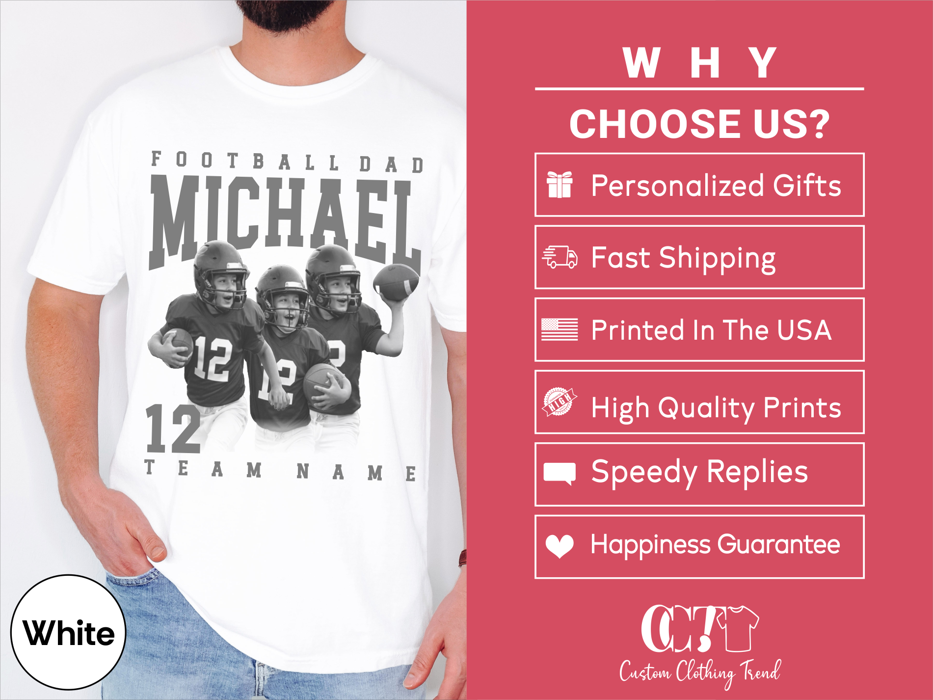 Football Dad Custom Photo Shirt
