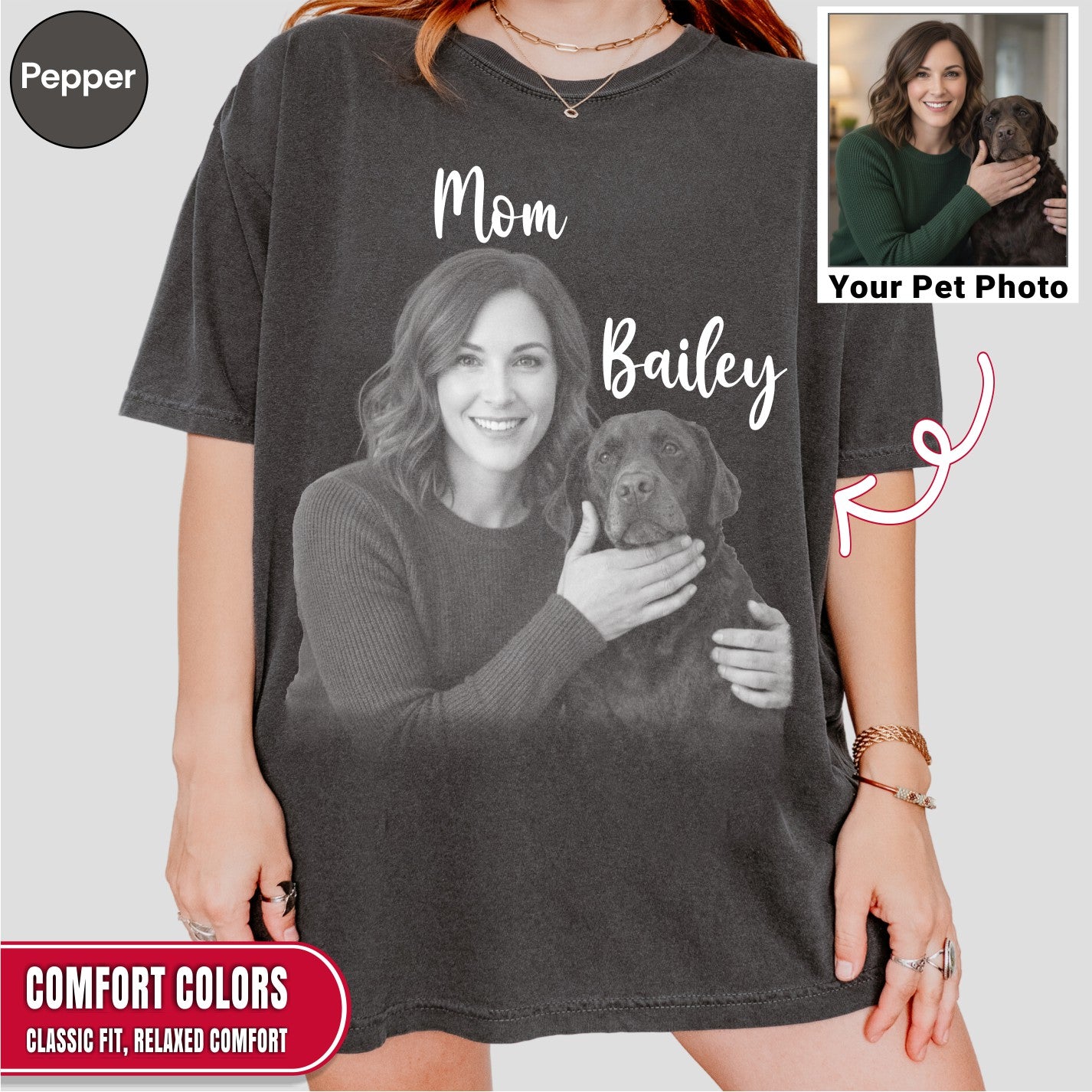 Custom Dog Photo Shirt for Dog Mom
