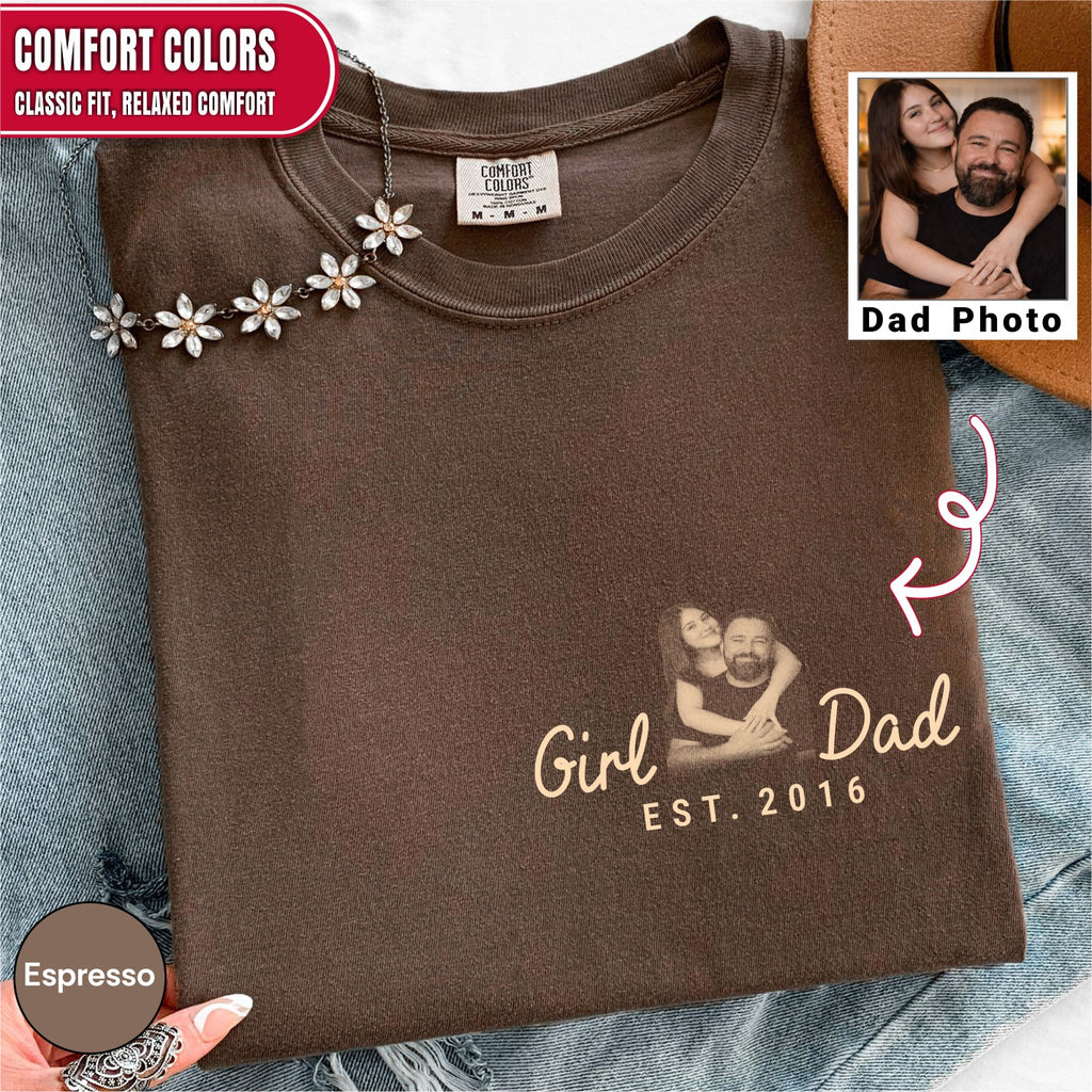 Girl Dad Custom Photo Pocket T-Shirt — Personalized Est. Year Vintage Tee