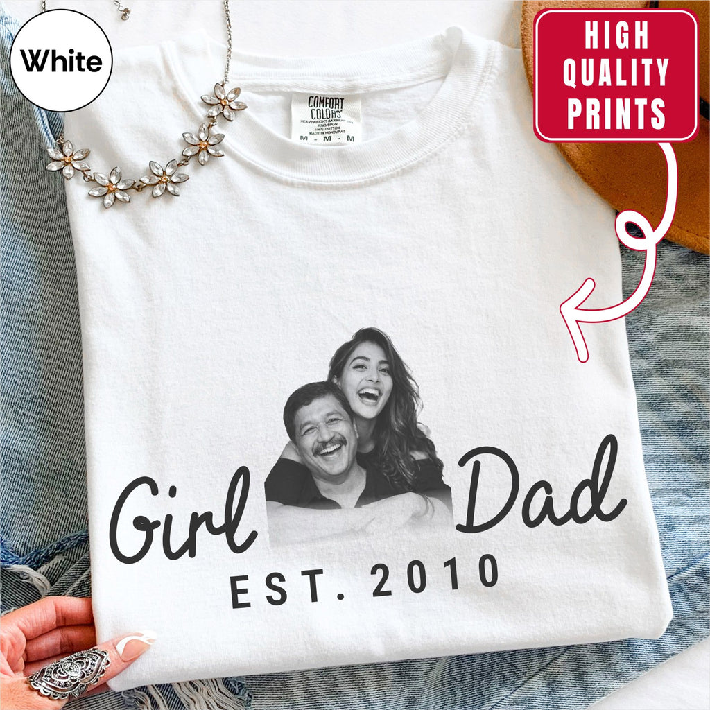 Girl Dad Custom Photo T-Shirt Personalized Est. Date Vintage Tee