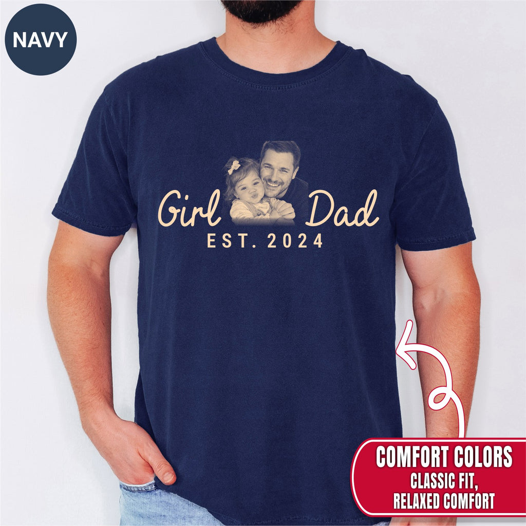 Girl Dad Custom Photo T-Shirt Personalized Est. Date Vintage Tee