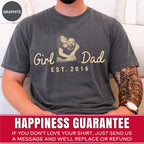 Girl Dad Custom Photo T-Shirt Personalized Est. Date Vintage Tee