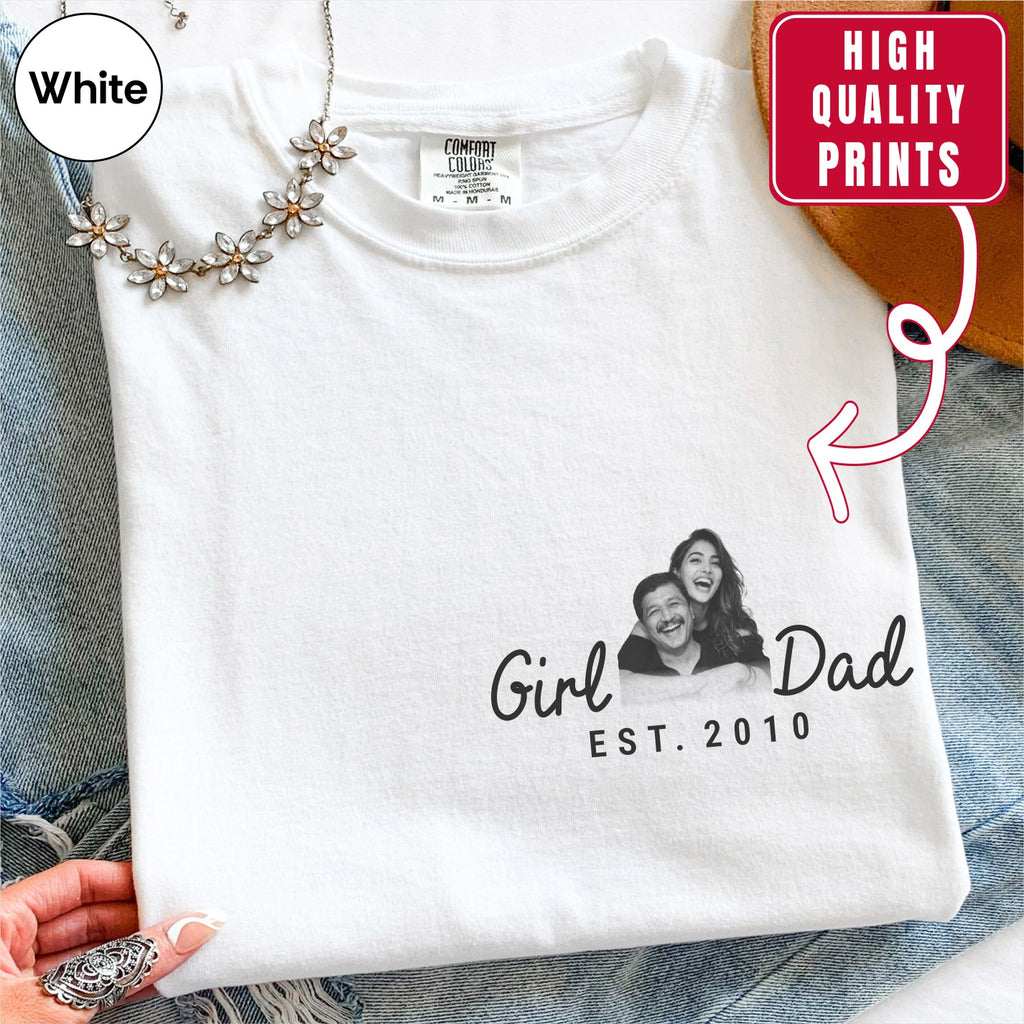 Girl Dad Custom Photo Pocket T-Shirt — Personalized Est. Year Vintage Tee