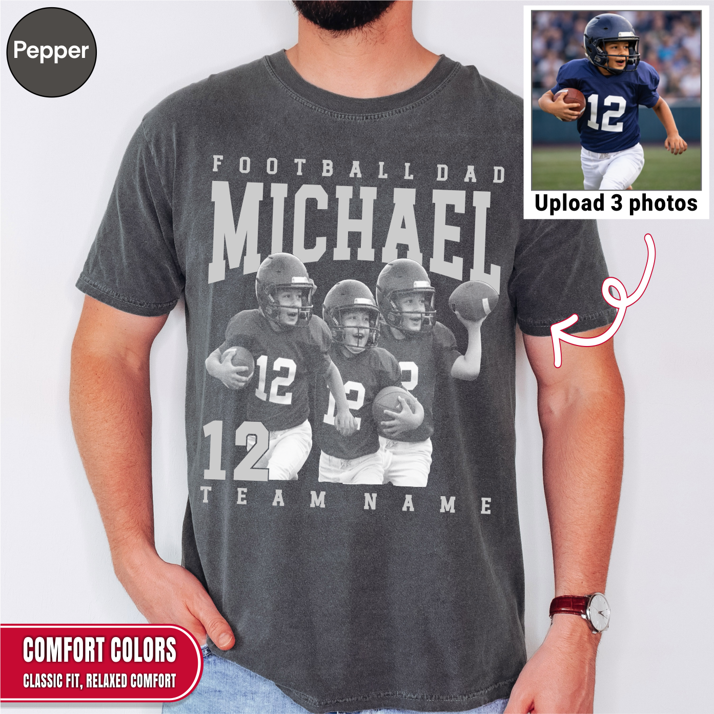 Football Dad Custom Photo Shirt