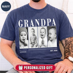 Custom Grandpa Photo Grid Shirt, Modern Editorial Style