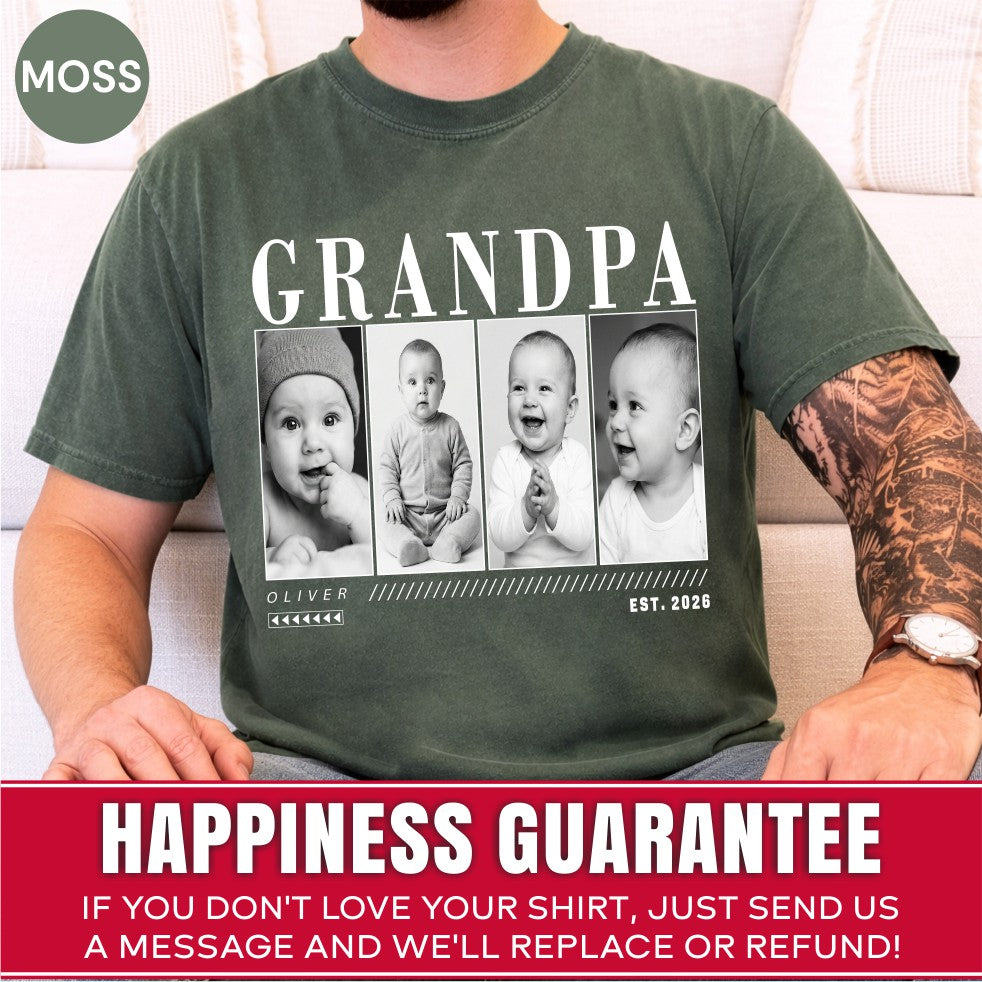 Custom Grandpa Photo Grid Shirt, Modern Editorial Style